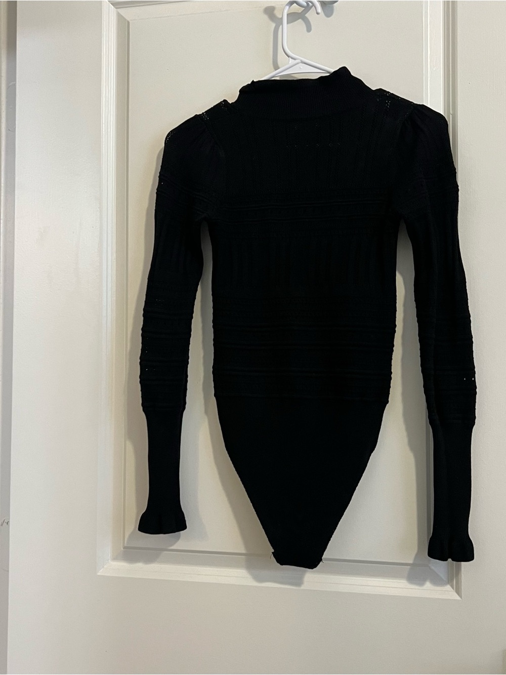 Free People Black Pointelle High-Neck Long-Sleeve Bodysuit - Picture 9 of 10